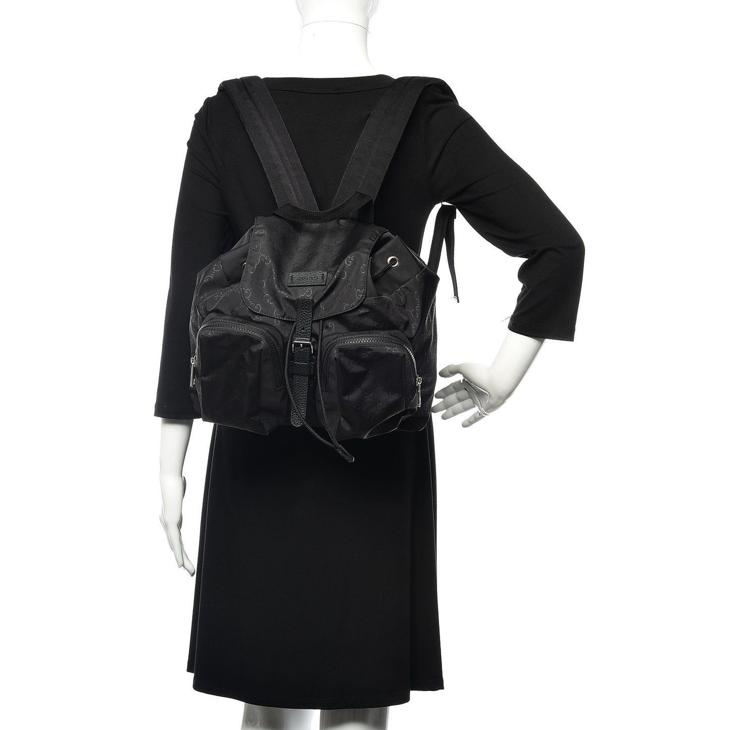 Nylon Monogram Small Single Buckle Backpack Black
