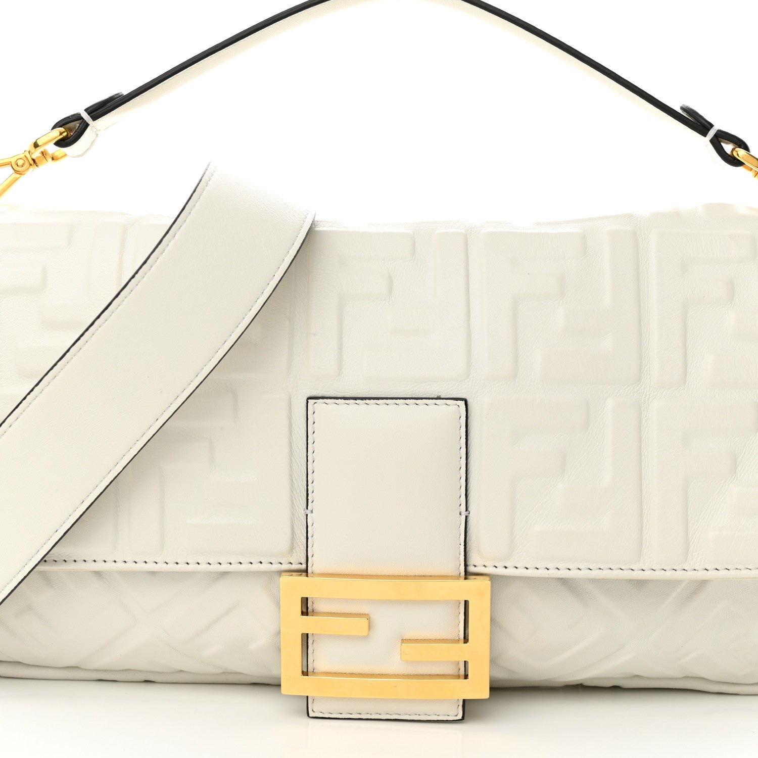 Fendi Nappa FF 1974 Embossed Large Baguette White 7 of 12