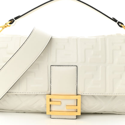 Fendi Nappa FF 1974 Embossed Large Baguette White 7 of 12