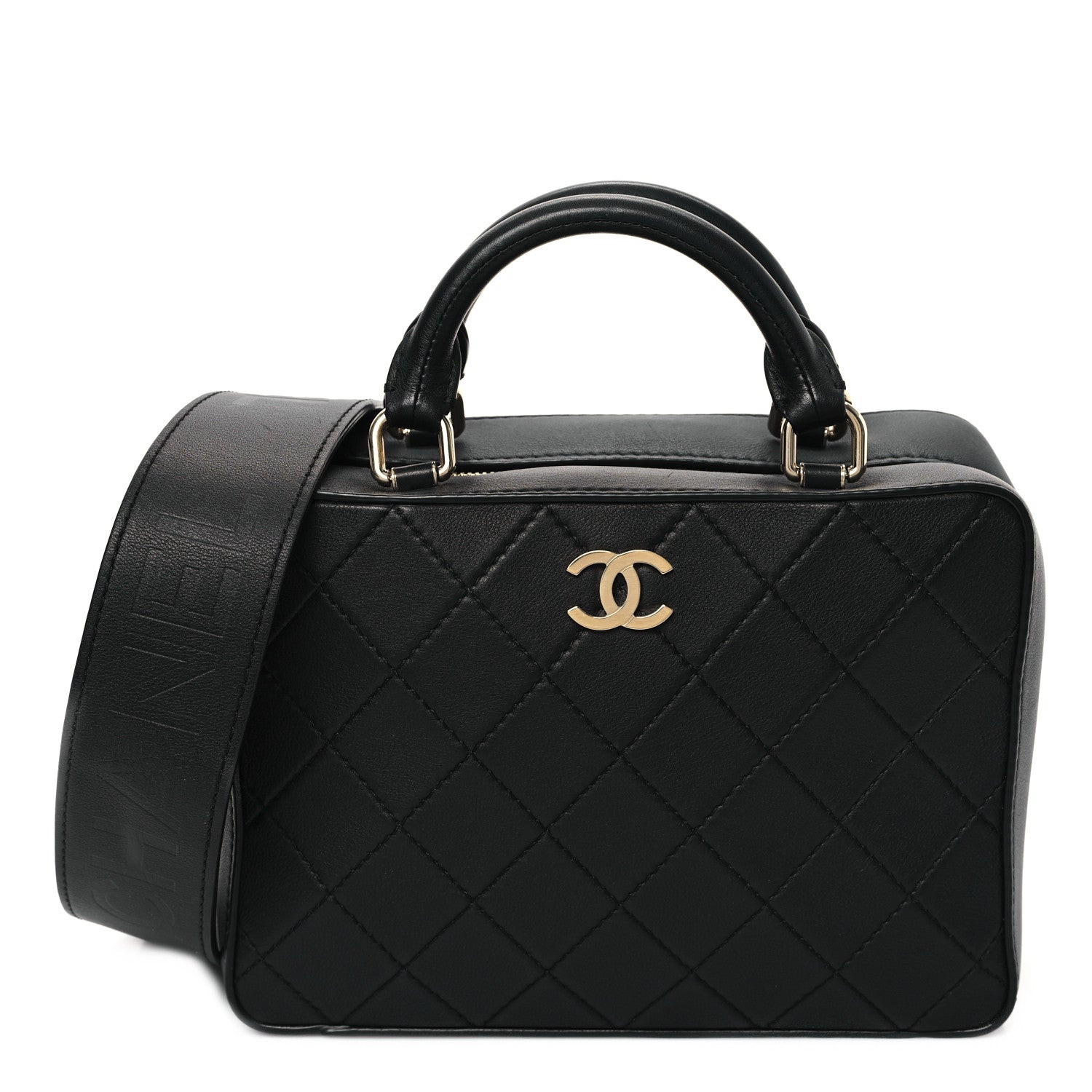 Chanel Calfskin Quilted Travel Kit Vanity Case Black 1 of 12