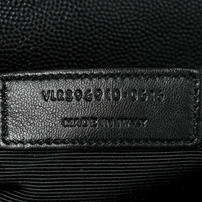 Saint Laurent Grain De Poudre Matelasse Chevron Large Monogram Satchel Black 7 of 16