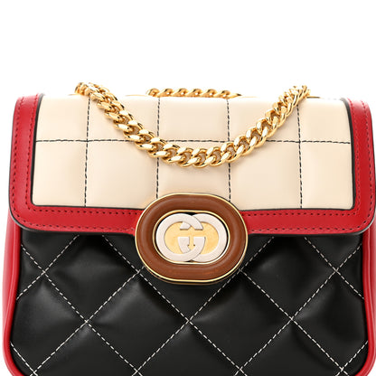 Gucci Calfskin Quilted Mini Deco Shoulder Bag Mystic White Red Black 8 of 11