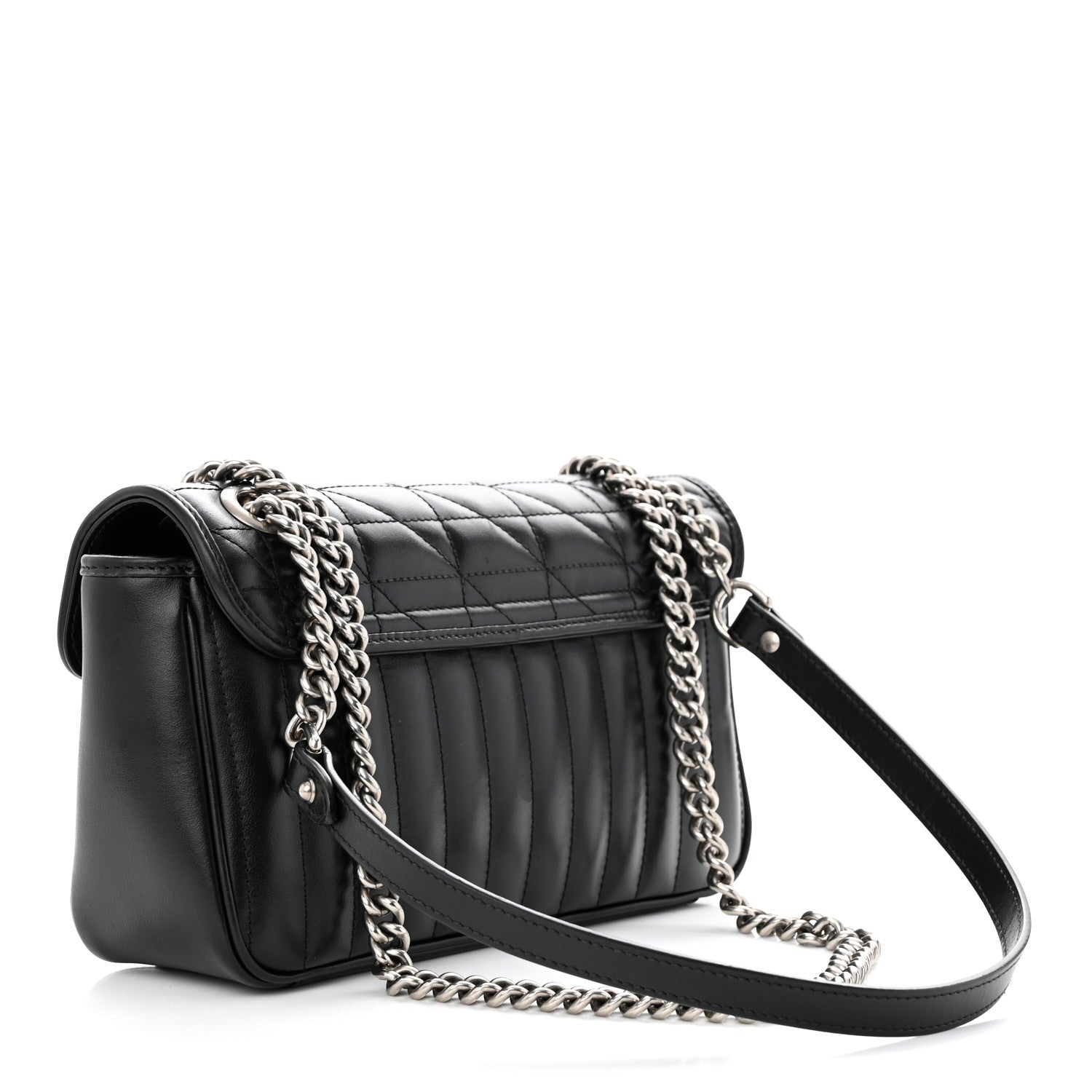 Gucci Calfskin Matelasse Aria Small GG Marmont Shoulder Bag Black 3 of 11