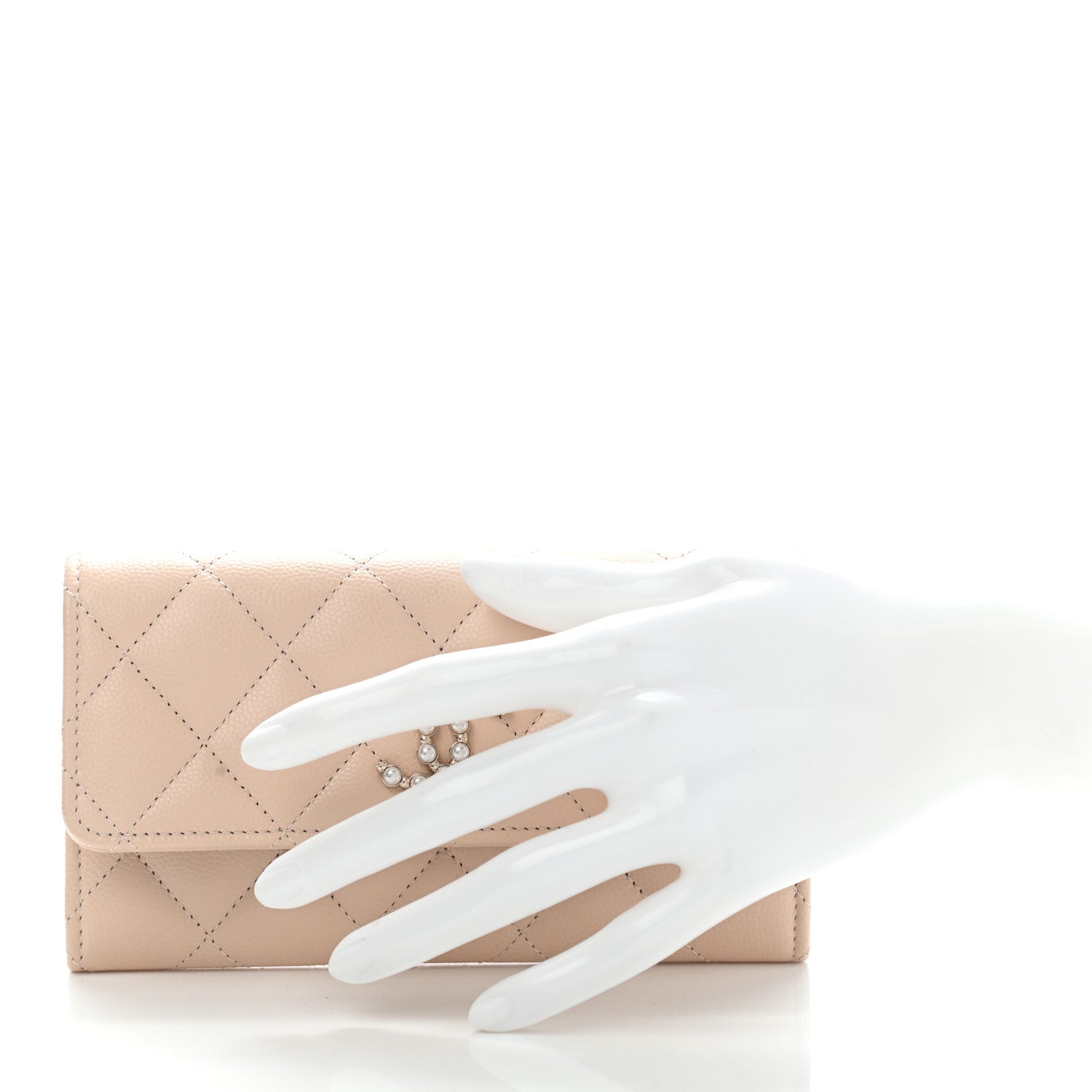 Chanel Caviar Pearl Quilted Coco Candy Wallet Beige 2 of 10