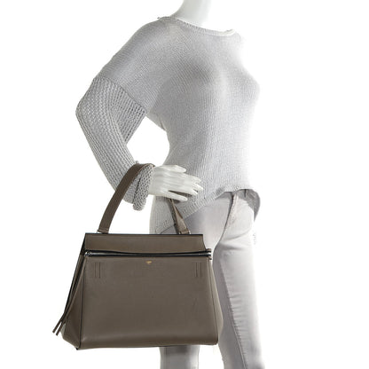 Celine Drummed Calfskin Medium Edge Shoulder Bag Grey 9 of 14