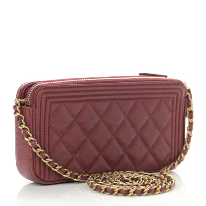 Chanel Caviar Quilted Small Boy Clutch With Chain Burgundy 3 of 13