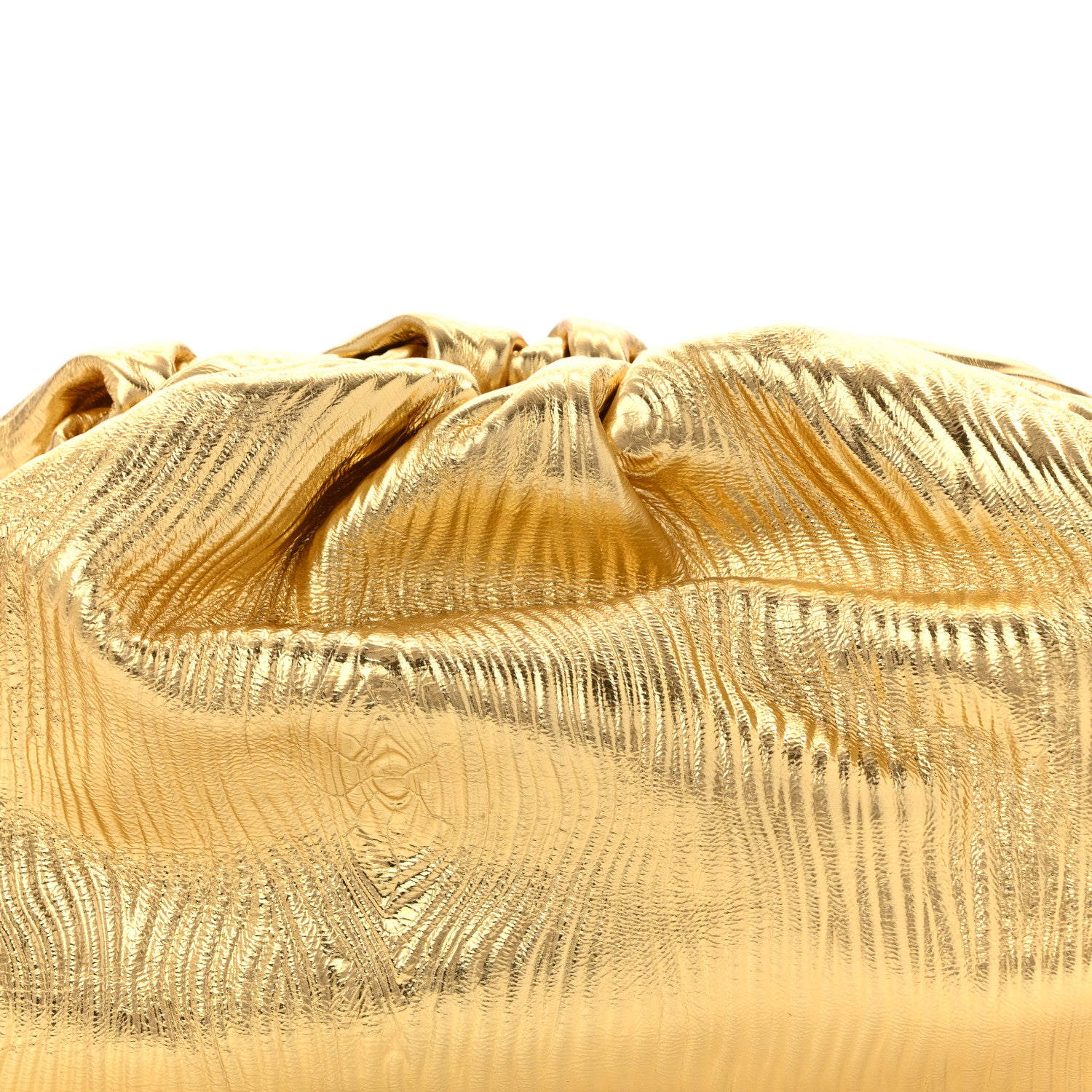 Bottega Veneta Metallic Bark Calfskin Embossed The Pouch Oversized Clutch Oro 8 of 10