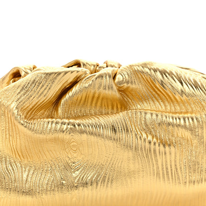 Bottega Veneta Metallic Bark Calfskin Embossed The Pouch Oversized Clutch Oro 8 of 10