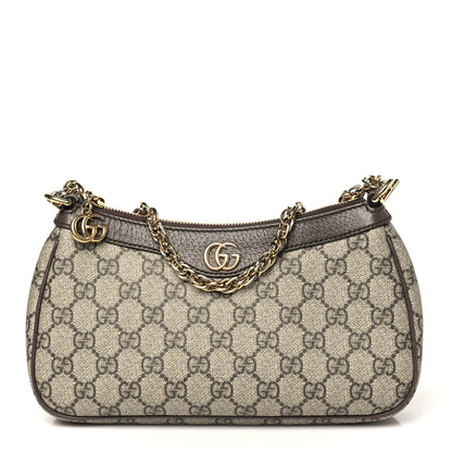 Gucci GG Supreme Monogram Textured Dollar Calfskin Web Small Ophidia GG Handbag Beige Ebony New Acero 1 of 10