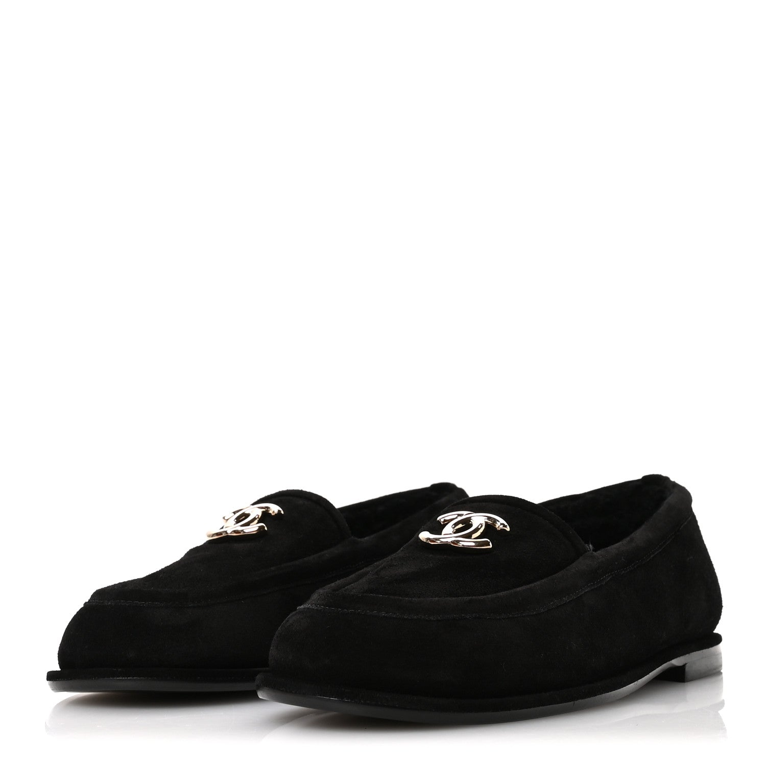 Chanel Suede Calfskin CC Mocassins 39 Black 4 of 9