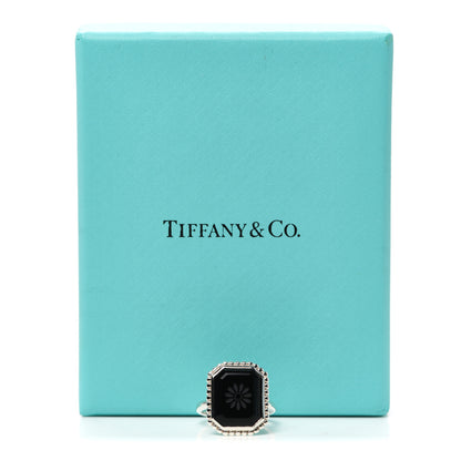 Tiffany Sterling Silver Black Onyx Ziegfeld Daisy Ring 53 6.25 6 of 6
