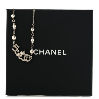 Chanel Crystal Pearl Star 5 CC Necklace Silver White 5 of 5