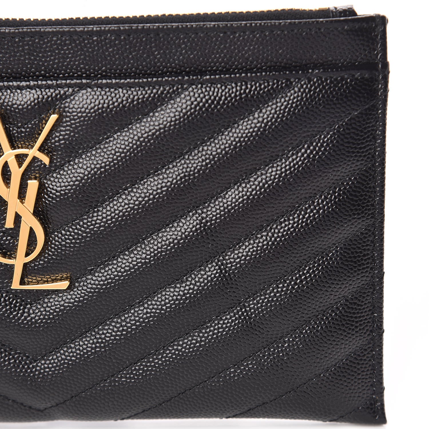 Saint Laurent Grain De Poudre Chevron Monogram Bill Pouch Black 8 of 9