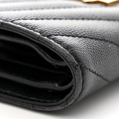 Saint Laurent Grain De Poudre Matelasse Chevron Monogram Zipped Two-Part Wallet Black 8 of 10