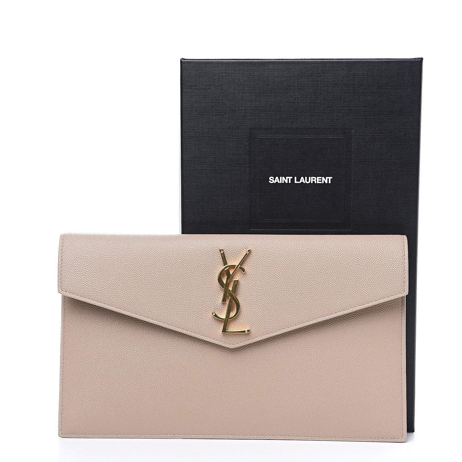 Saint Laurent Grain De Poudre Uptown Pouch Dark Beige 6 of 6