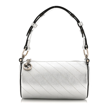 Gucci Sakai Be Green Calfskin Diagonal Stitched Mini Blondie Barrel Shoulder Bag Silver 1 of 10
