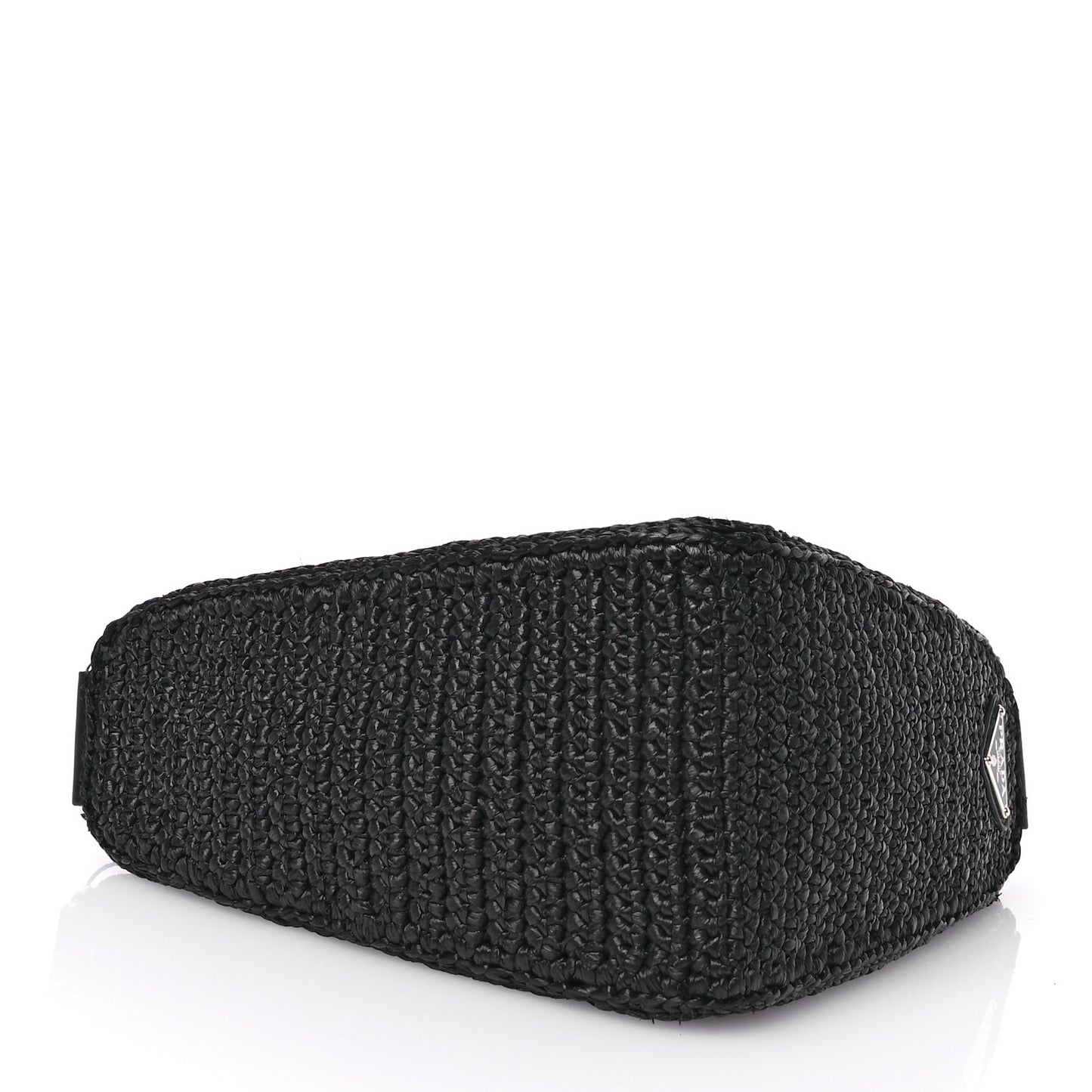 Yarn Raffia Effect Crochet Triangle Shoulder Bag Black