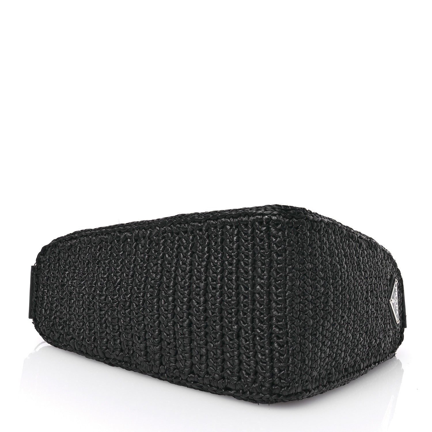 Prada Yarn Raffia Effect Crochet Triangle Shoulder Bag Black 4 of 12