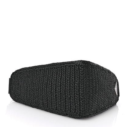 Prada Yarn Raffia Effect Crochet Triangle Shoulder Bag Black 4 of 12