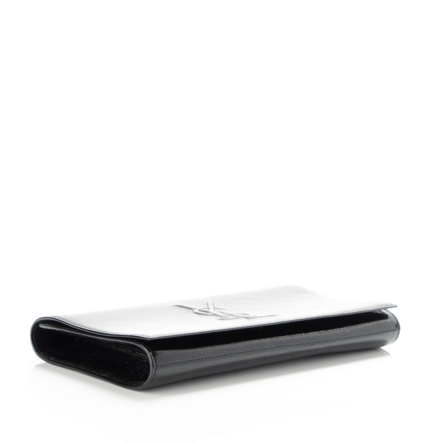 Textured Patent Monogram Large Belle De Jour Clutch Black
