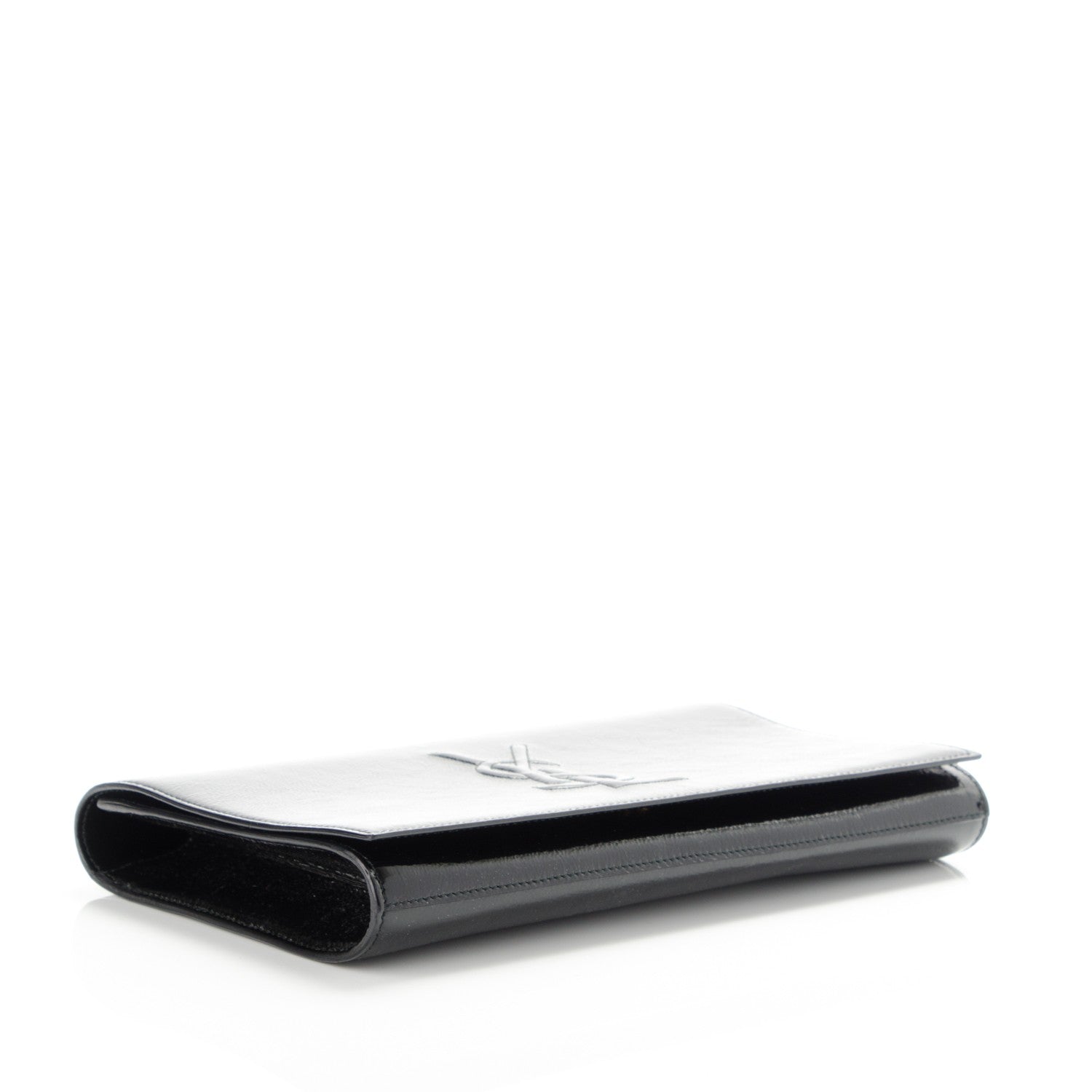 Saint Laurent Textured Patent Monogram Large Belle De Jour Clutch Black 4 of 7