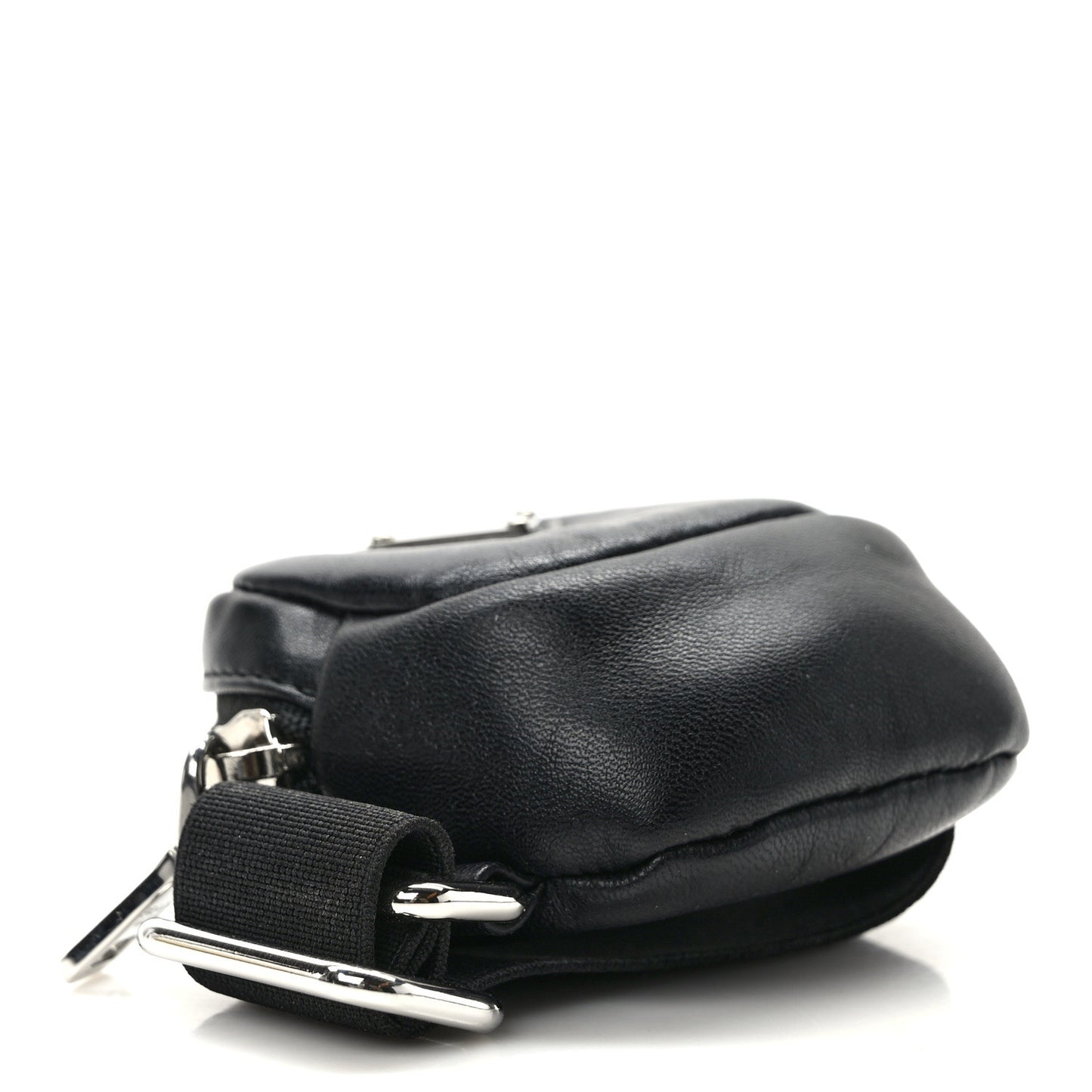 Nappa Re-Nylon Metal Triangle Logo Mini Arm Pouch Black