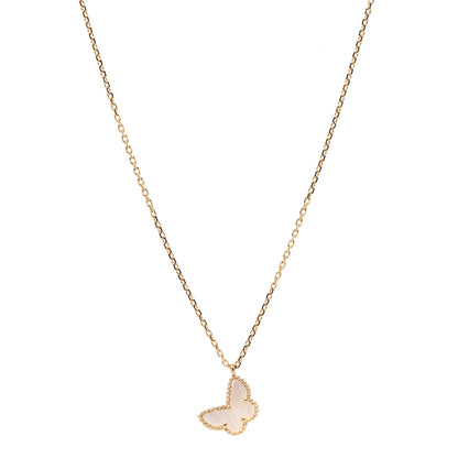 Van Cleef & Arpels 18K Yellow Gold Mother of Pearl Sweet Alhambra Butterfly Pendant Necklace 1 of 7