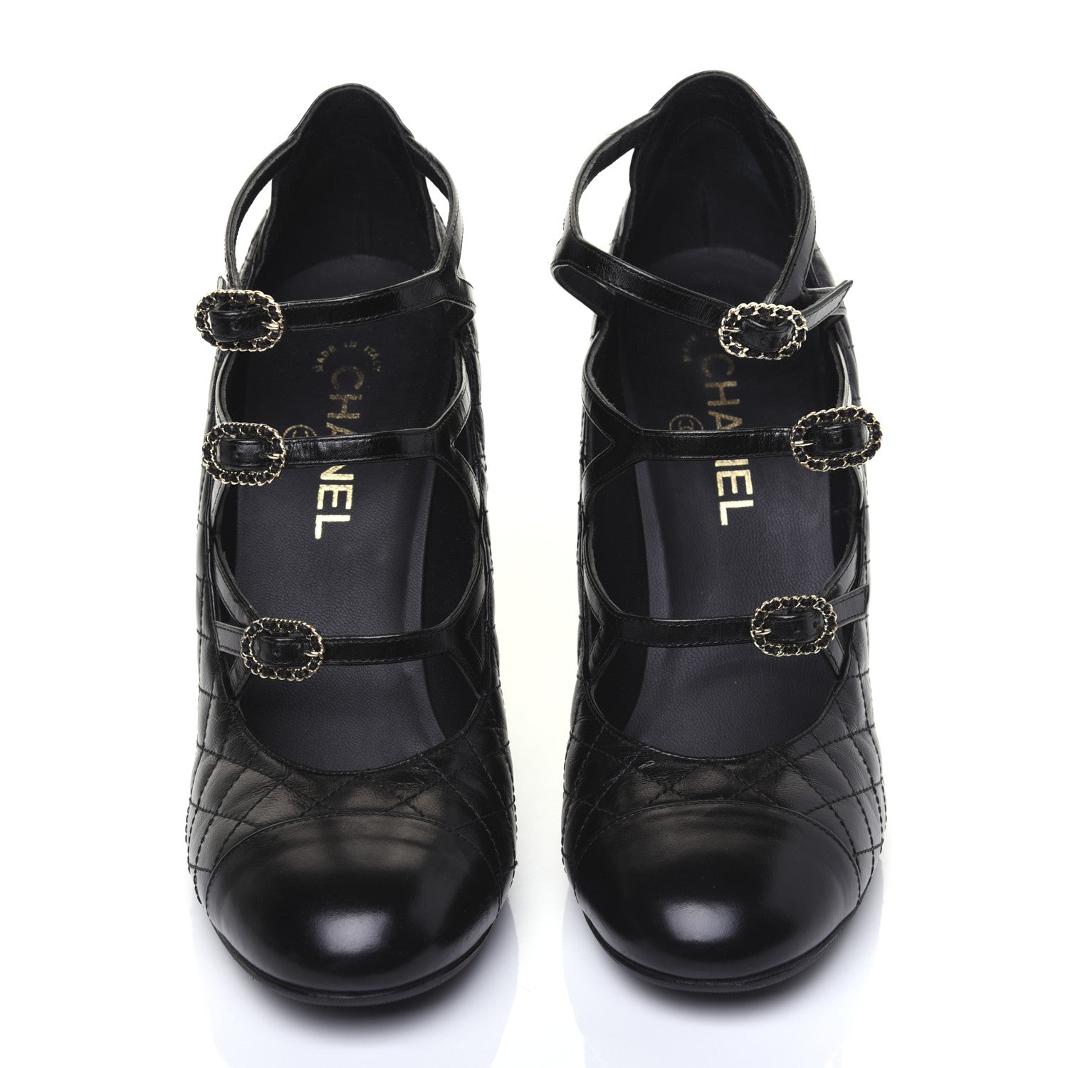 Chanel Calfskin Quilted CC Cap Toe Pumps 41 Black 5 of 20