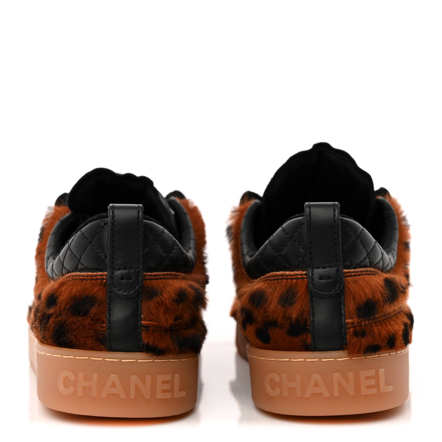 Chanel Lambskin Cheetah Print Quilted Sneakers 38.5 Brown Black 4 of 12