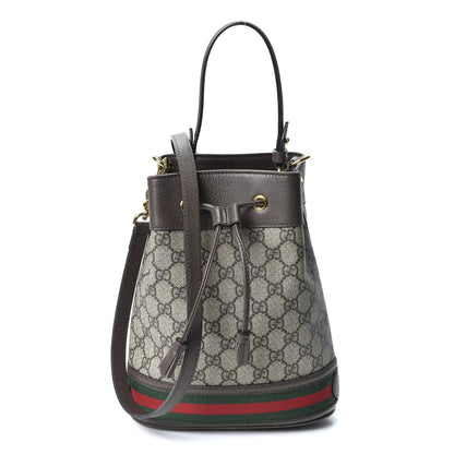 Gucci GG Supreme Monogram Web Small Ophidia Bucket Bag Brown 1 of 11