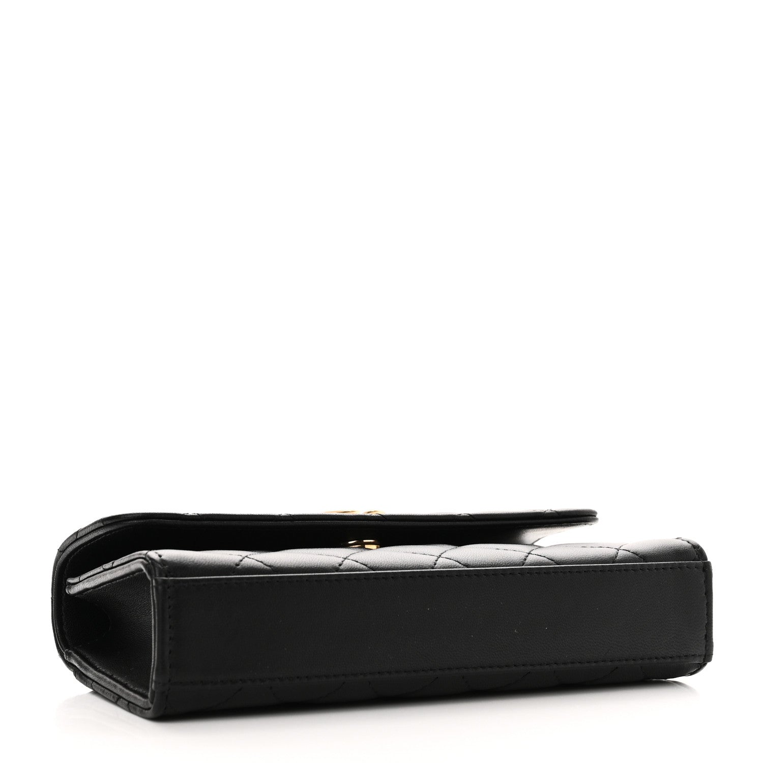 Chanel Lambskin Pearl Crystal Quilted Pearly Girl Handle Flap Phone Holder With Chain Black 4 of 11