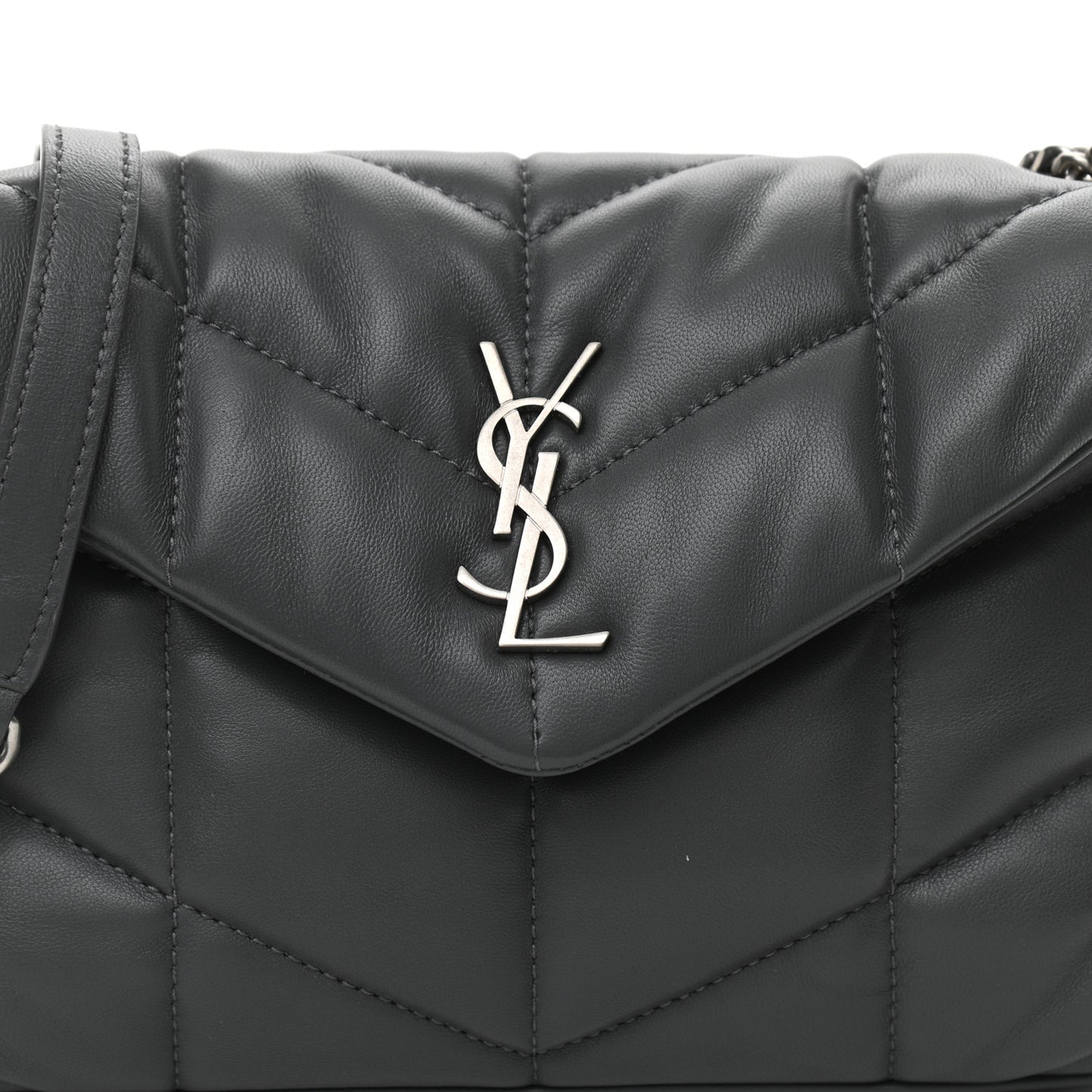 Lambskin Quilted Toy Loulou Puffer Monogram Chain Satchel Storm