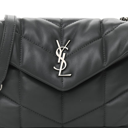 Saint Laurent Lambskin Quilted Toy Loulou Puffer Monogram Chain Satchel Storm 8 of 10