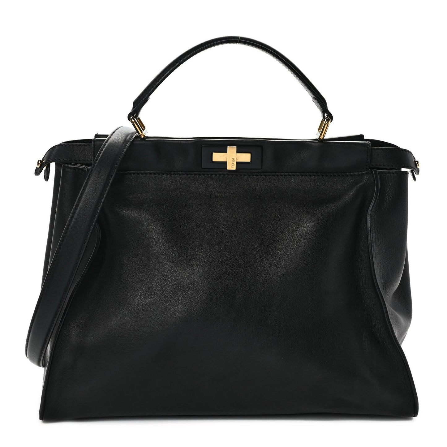 Vitello Seta Shiny Nappa Large Peekaboo Iconic Satchel Black