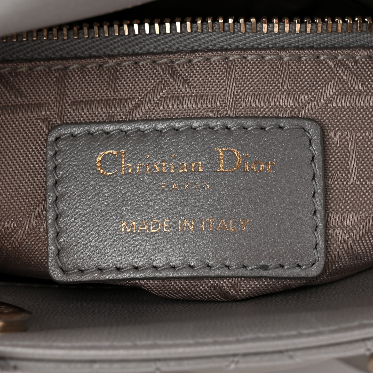 Metallic Lambskin Cannage Mini Lady Dior Grey