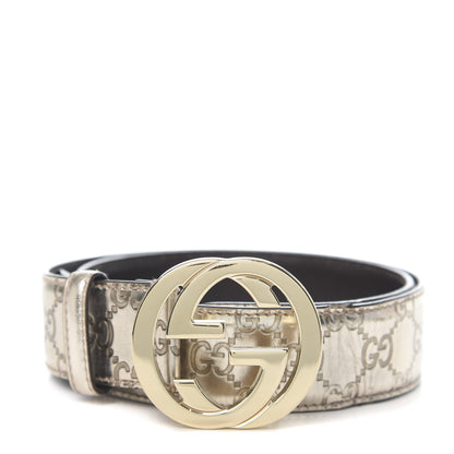 Gucci Metallic Guccissima Interlocking G Belt 80 32 Gold 1 of 6