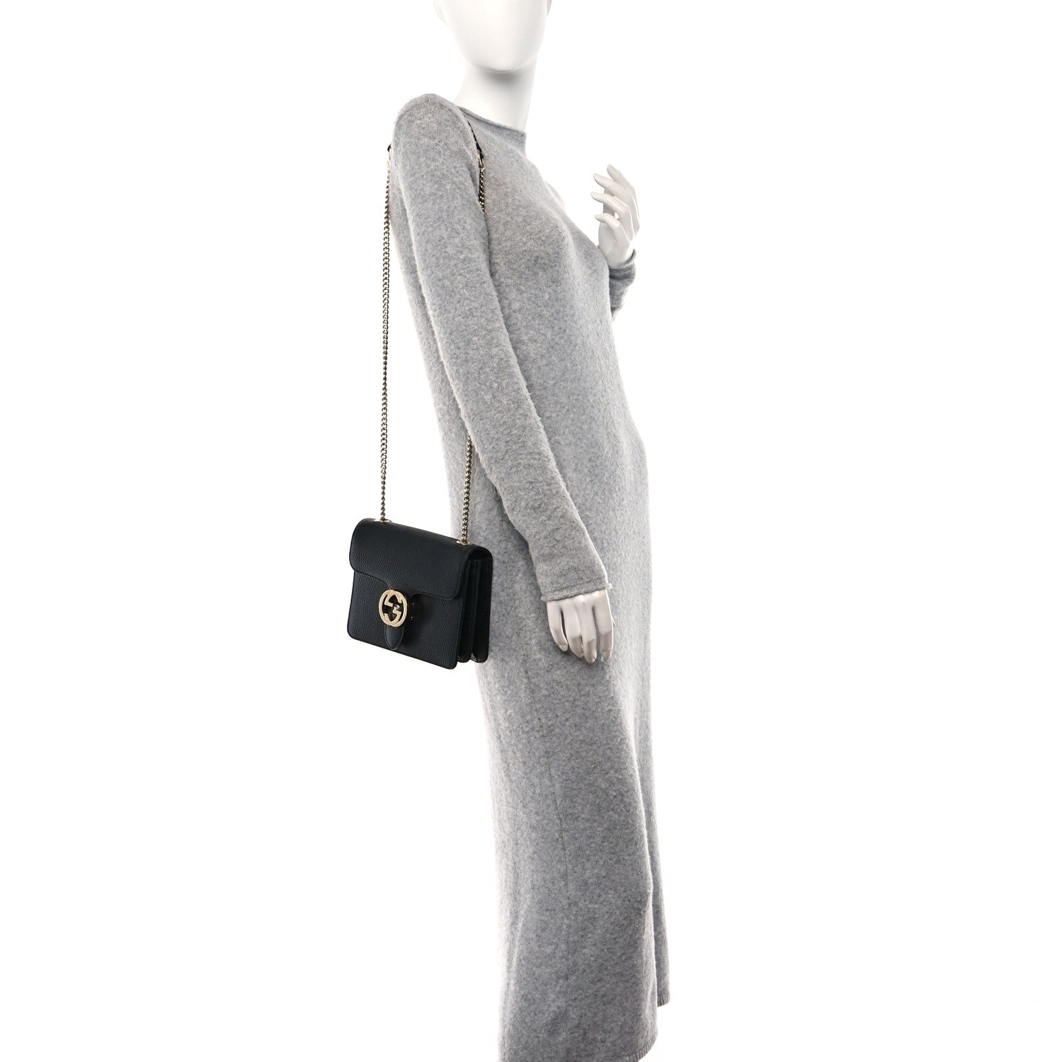 Gucci Dollar Calfskin Small Interlocking G Shoulder Bag Black 2 of 12