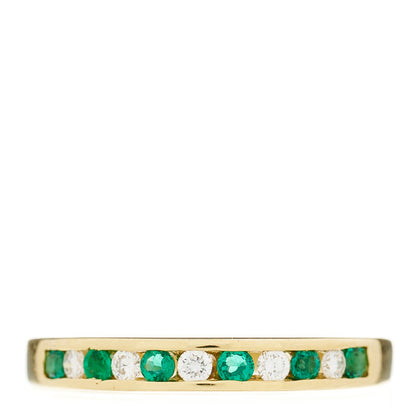 Tiffany 18K Yellow Gold Diamond Emerald Channel-Set Band Ring 54 7 1 of 4