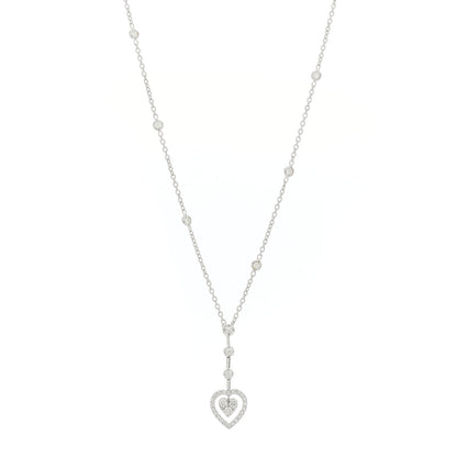 Roberto Coin 18K White Gold Diamond Open Heart Drop Pendant Necklace 1 of 5