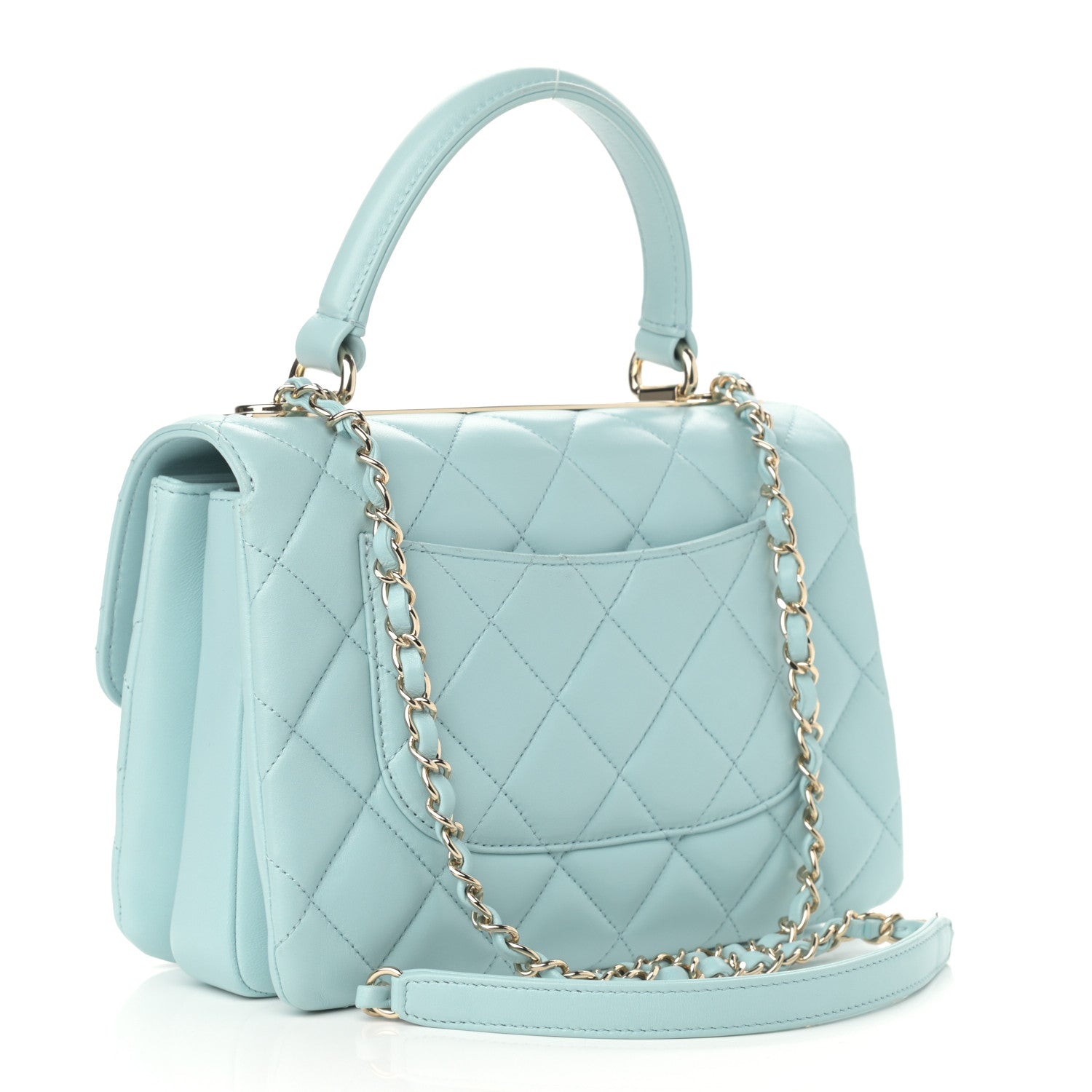 Chanel Lambskin Quilted Small Trendy CC Flap Dual Handle Bag Light Blue 3 of 12