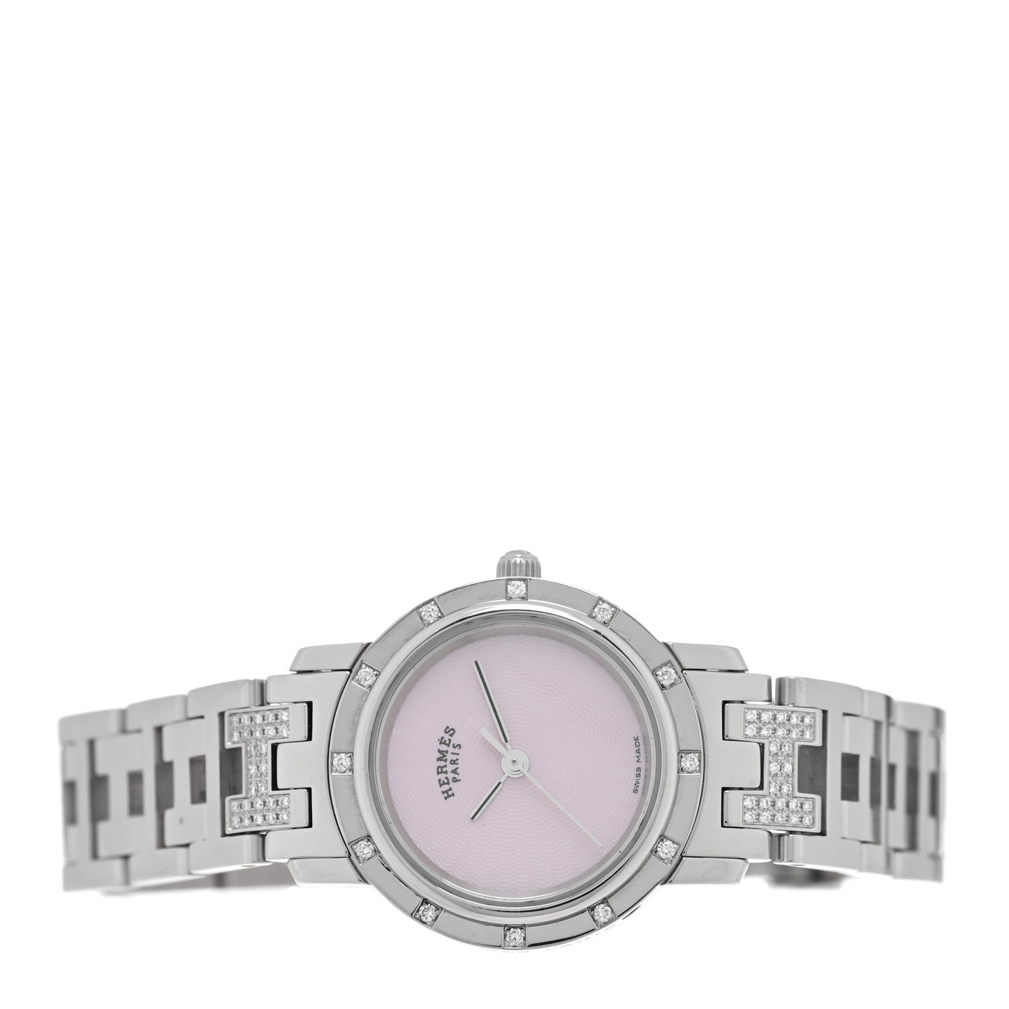 Stainless Steel Diamond Pink Mother of Pearl 24mm Clipper Nacre Quartz Watch