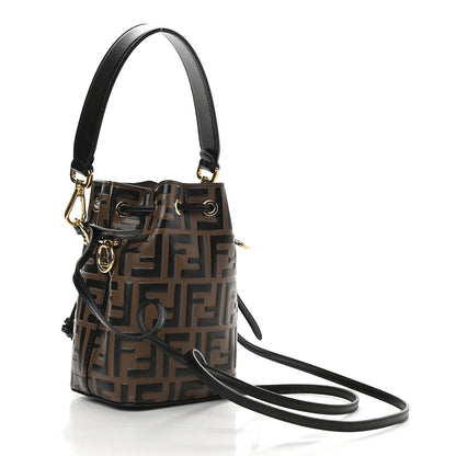 Fendi Vitello Liberty F is Fendi Bi-Color FF 1974 Embossed Mini Mon Tresor Bucket Bag Maya Black 3 of 9