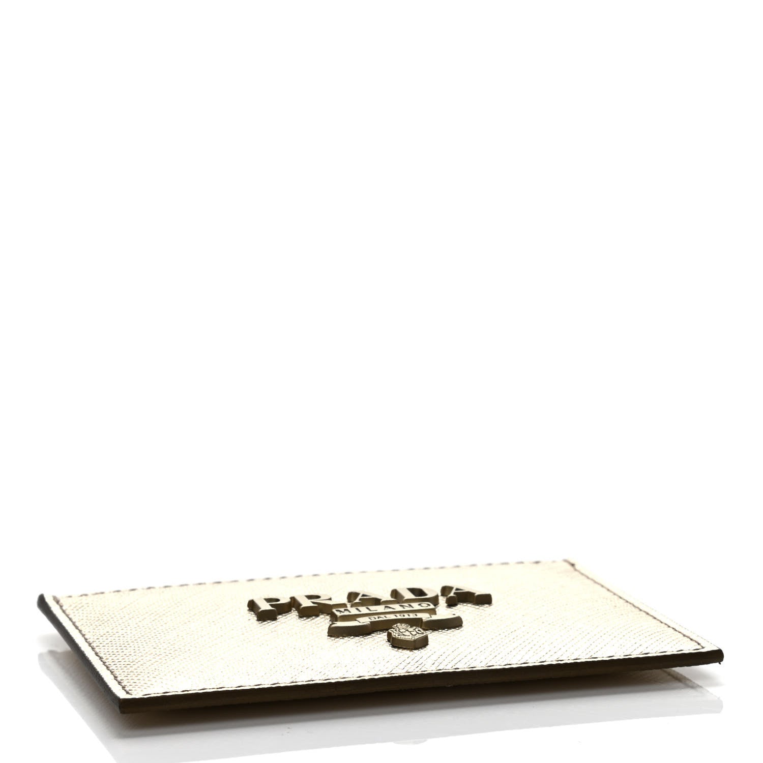Prada Saffiano Shine Monochrome Card Holder Pirite 3 of 4