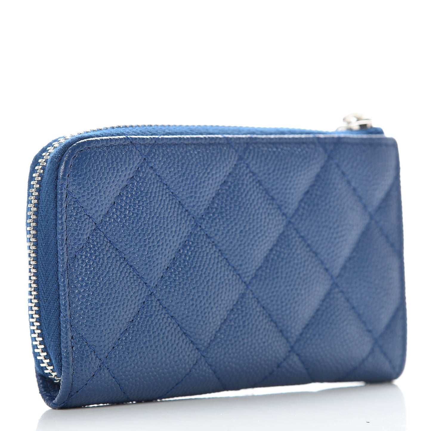 Caviar Quilted Key Holder Case Blue