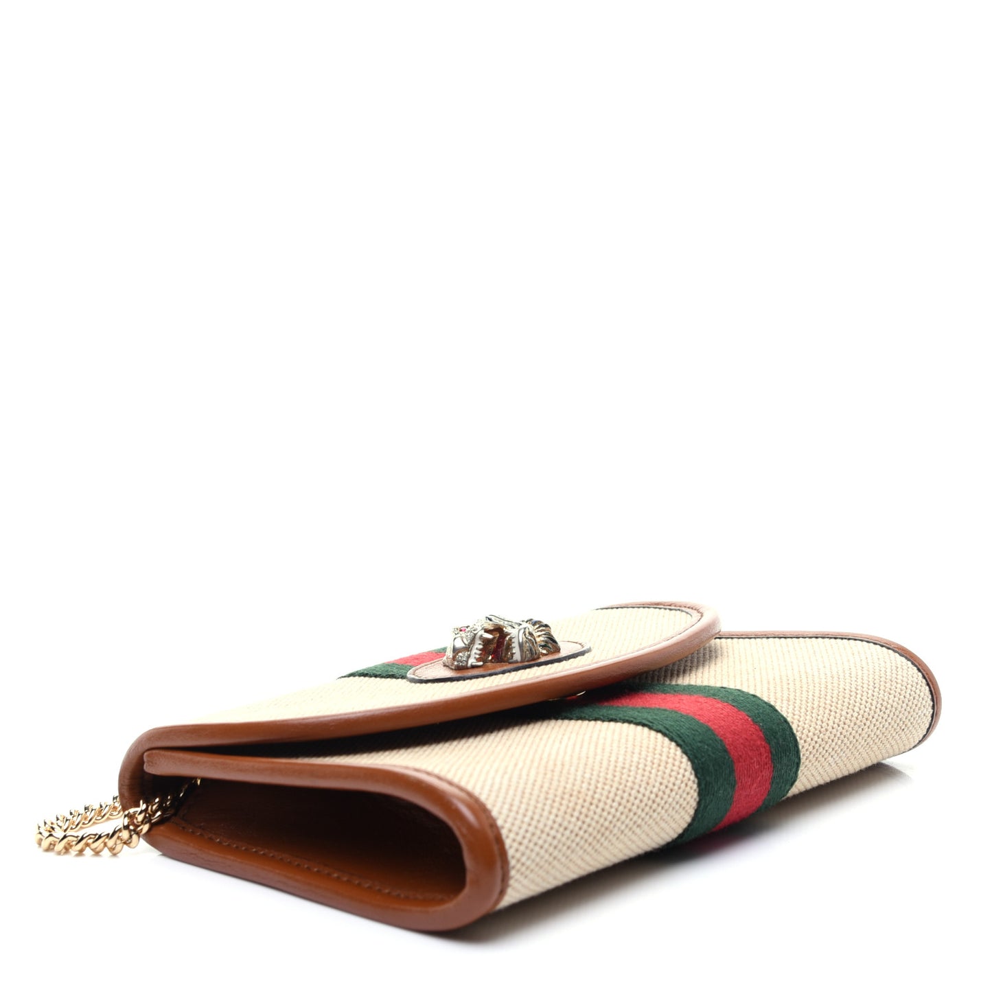 Vintage Canvas Calfskin Web Mini Rajah Slim Flap Shoulder Bag Sand Light Cuir