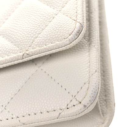 Chanel Caviar Quilted Perforated Metal CC Wallet On Chain WOC White 12 of 14
