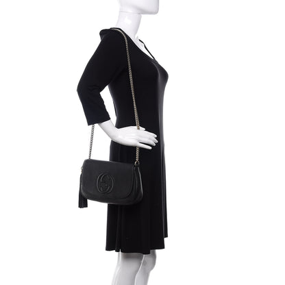 Gucci Pebbled Calfskin Medium Soho Flap Crossbody Black 2 of 11