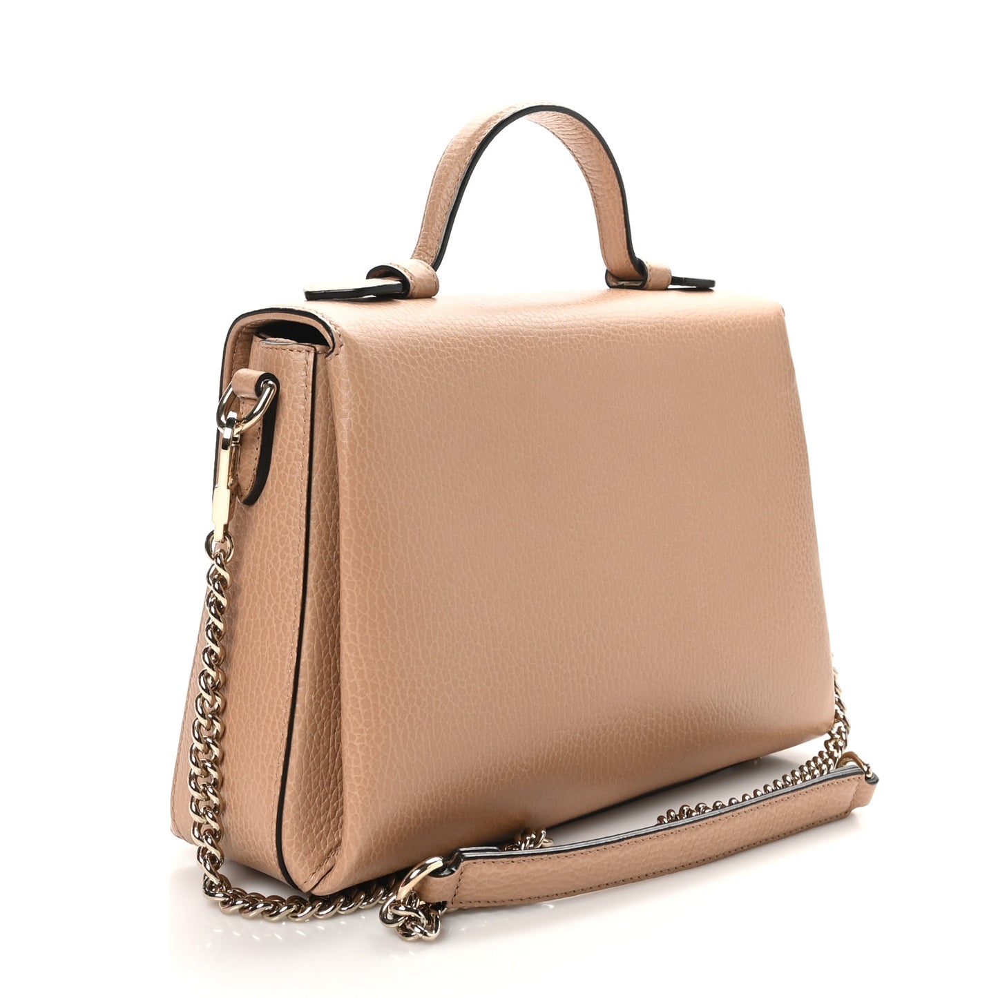 Dollar Calfskin Interlocking G Top Handle Shoulder Bag Camelia