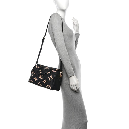 Louis Vuitton Empreinte Monogram Giant Speedy Bandouliere 25 Black Beige 2 of 9