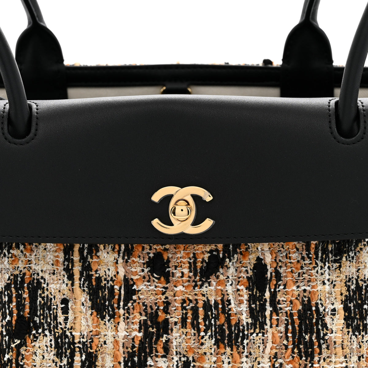 Chanel Calfskin Tweed Mixed Fibers Leopard Print Urban Essentials Small Shopping Bag Brown Black White 8 of 10